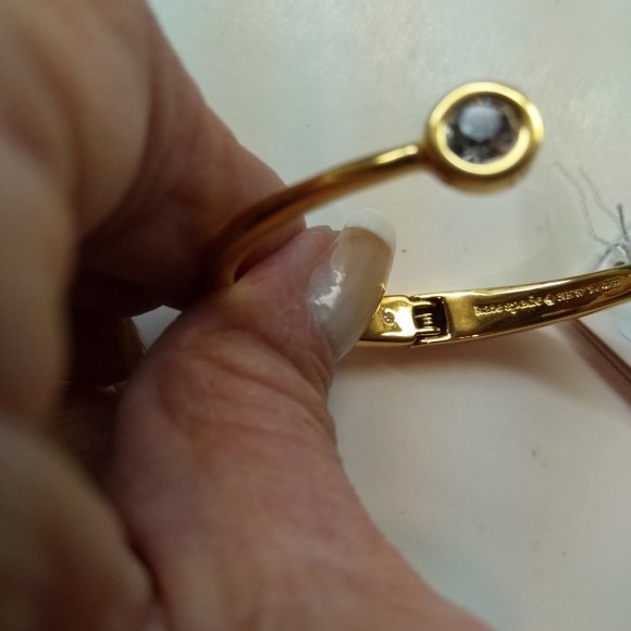 Kate Spade New Black Spade and Rhinestone Open Hinged Cuff Bracelet - Picture 3 of 6